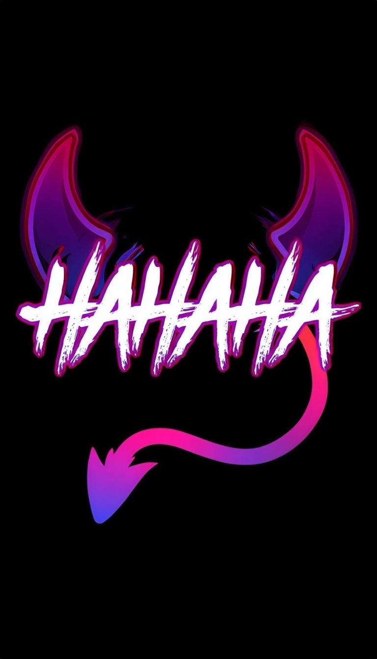 Neon HAHAHA Devil Horns Art Design for Thrilling Mobile Wallpaper