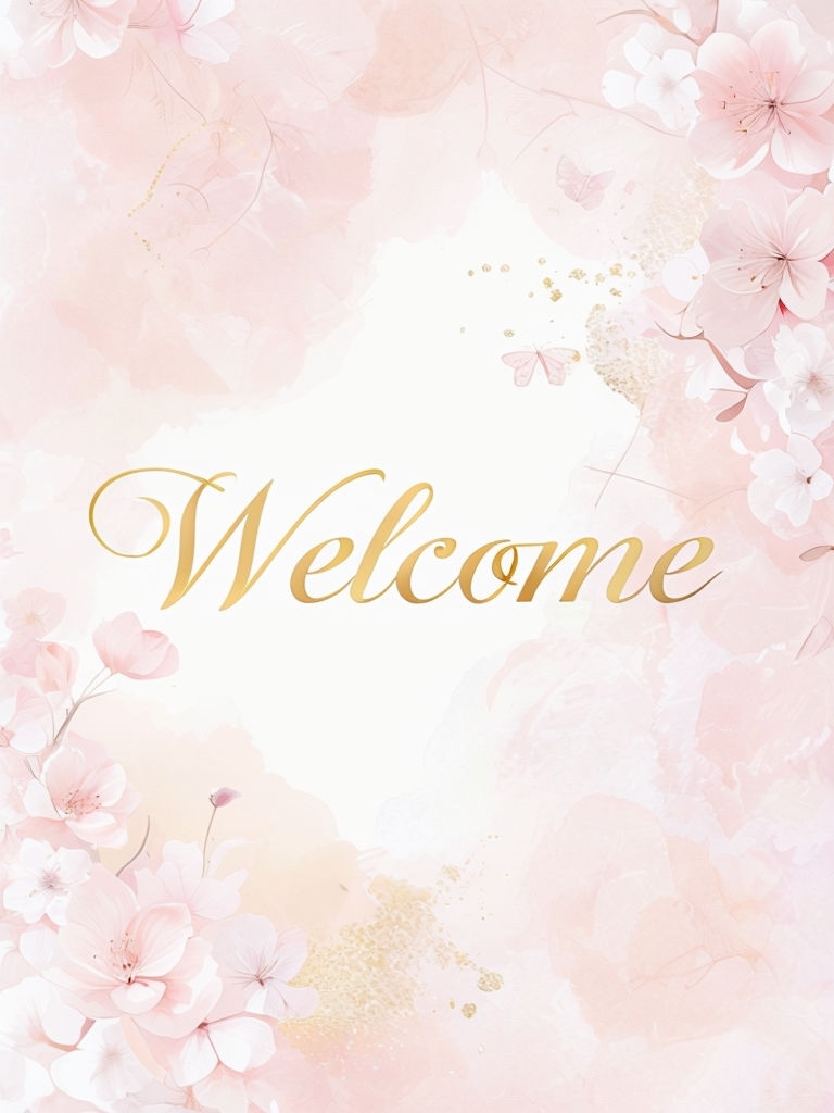 Elegant Floral Welcome Sign with Gold Calligraphy for Weddings Event Sign