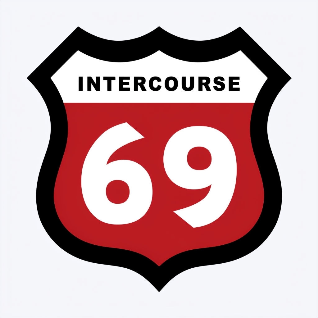 Retro Inspired Shield Logo with 69 and Intercourse Text Sticker