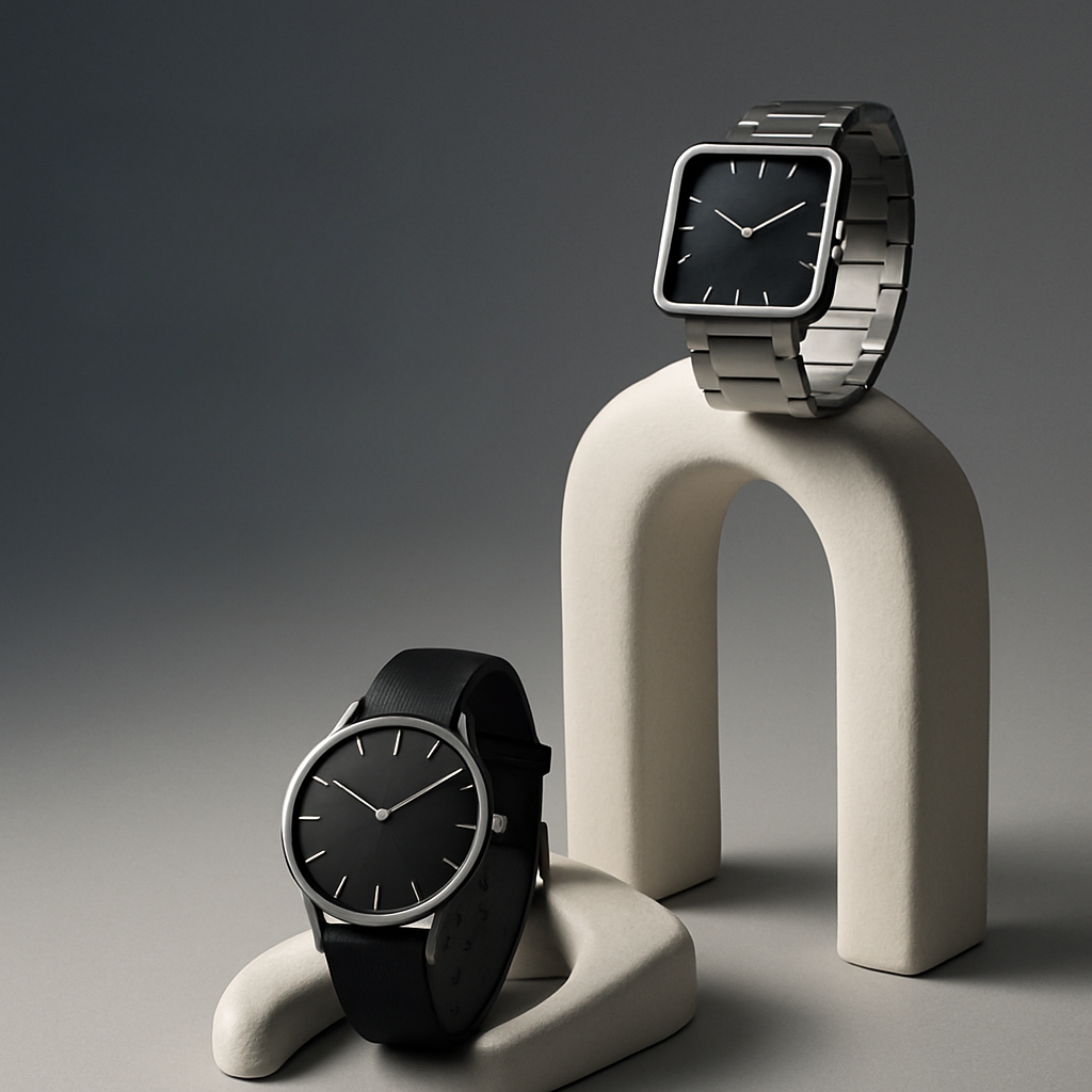 Elegant Minimalist Watch Display Photography for Advertising Ads