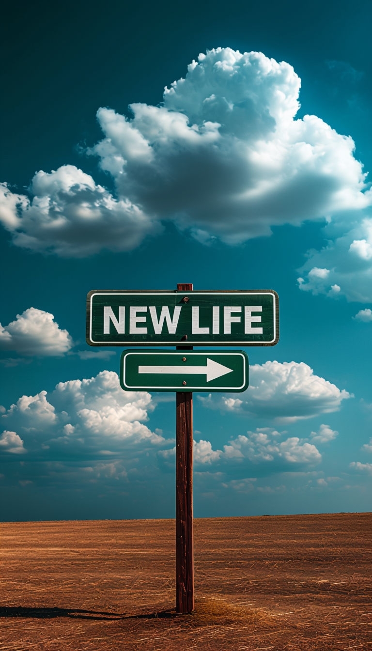 Inspirational New Life Signpost in Open Field Mobile Wallpaper