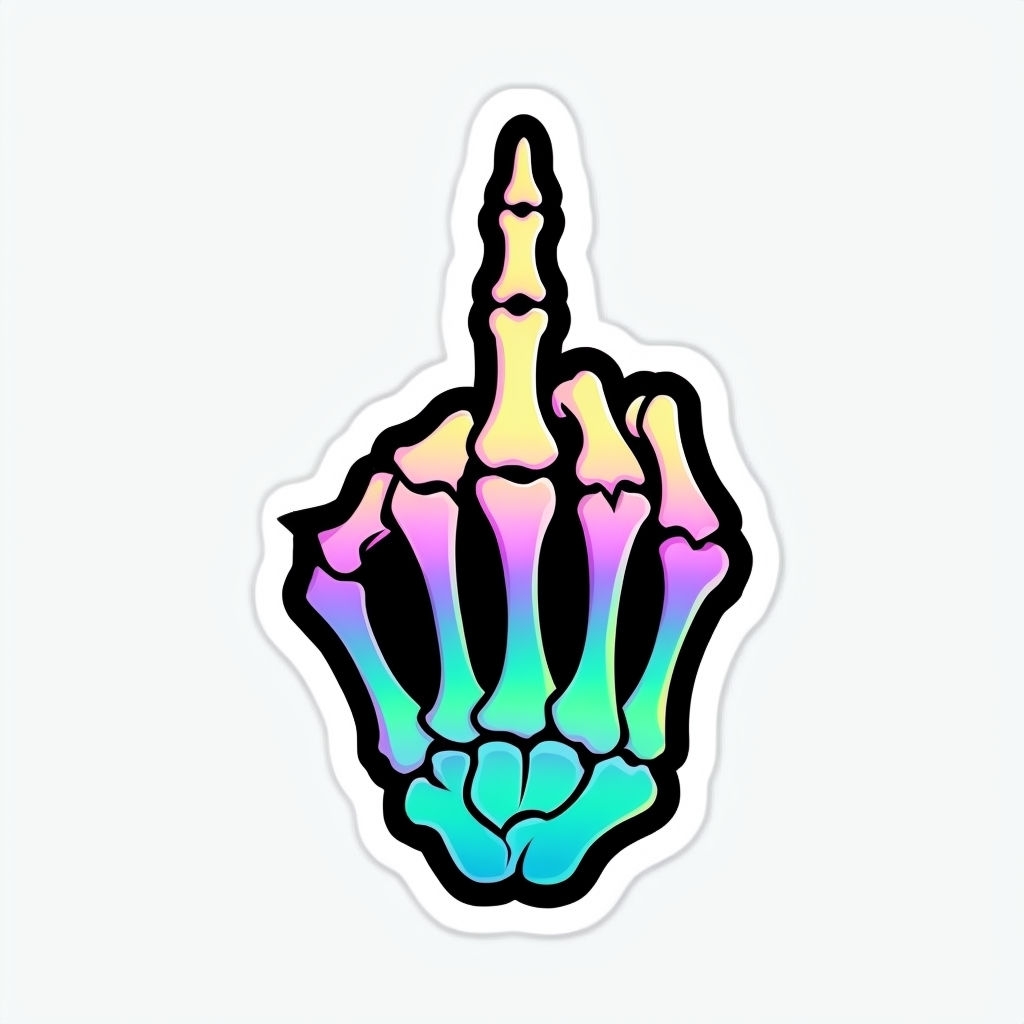 Colorful Cartoon Skeleton Hand Die-Cut Sticker Design