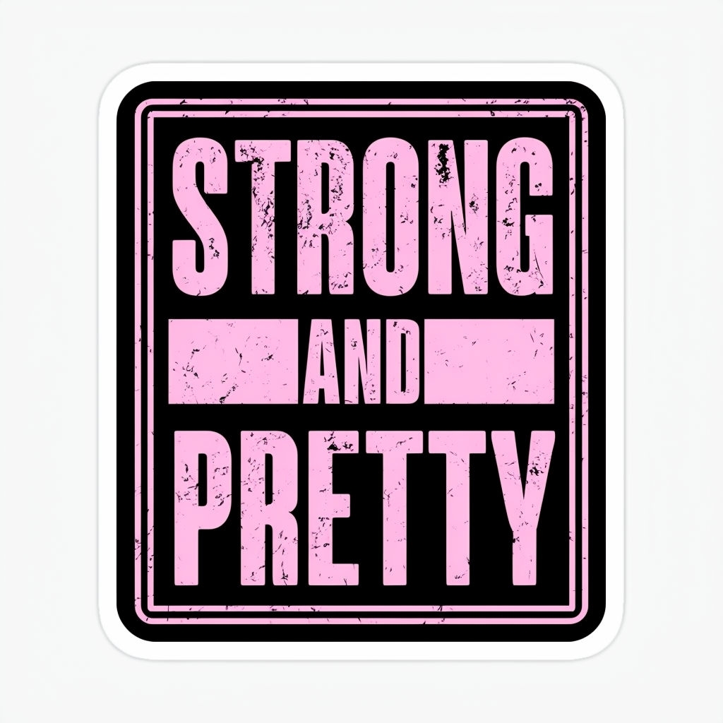 Strong and Pretty Empowering Text Sticker Design