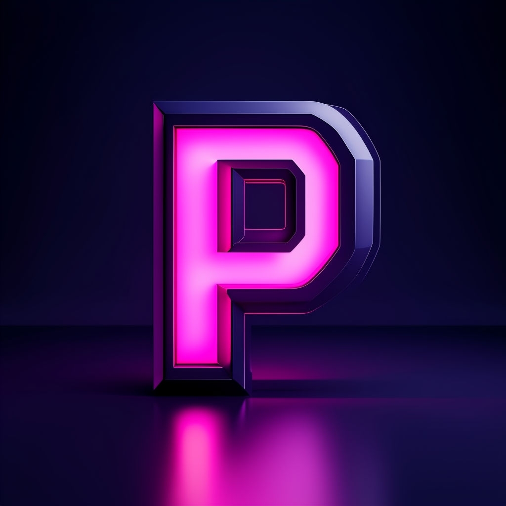 Futuristic Neon Pink Letter P 3D Illustration Monogram