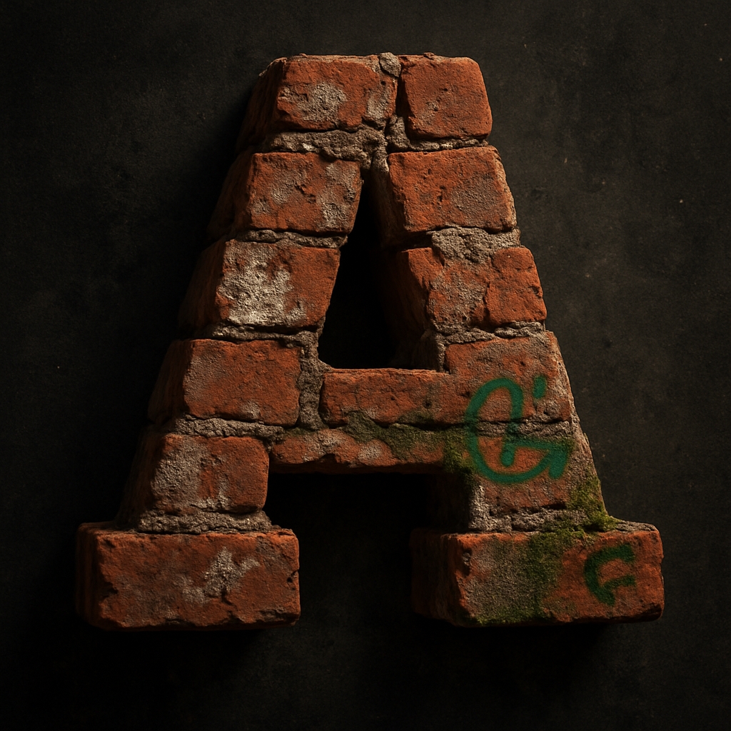 Rustic Brick Letter A with Graffiti Art Design Monogram