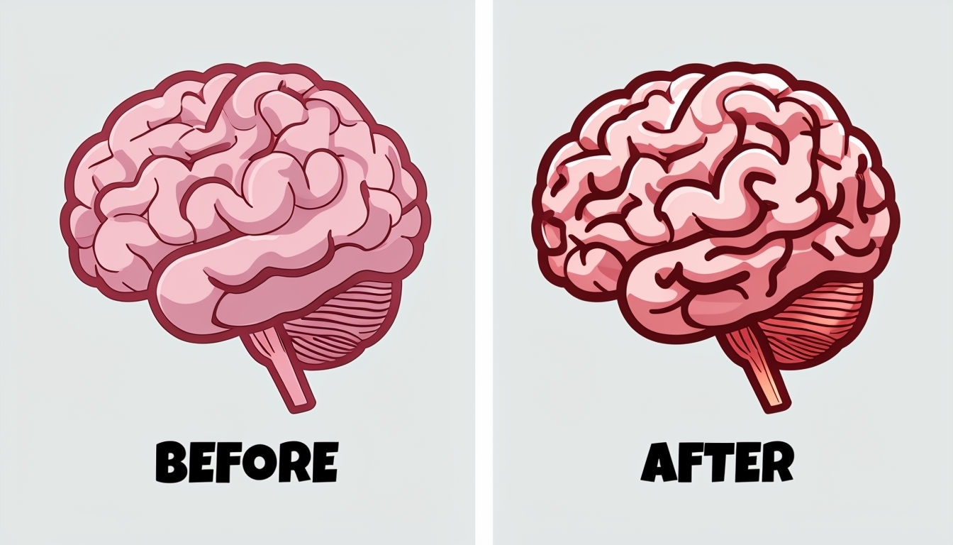 Brain Transformation Comparison Illustration for Social Media Post