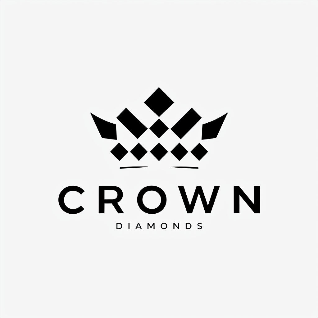 Minimalist Black Crown Diamonds Logo Design