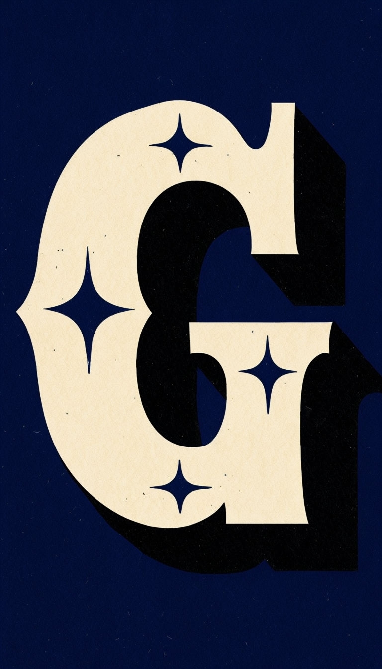 Vintage Cream Letter G with Decorative Stars Phone Case Cover