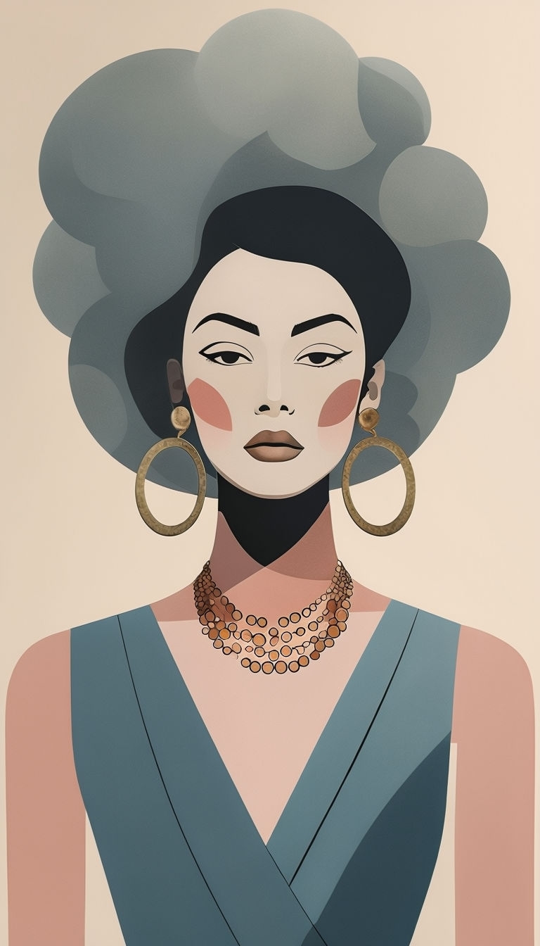 Modern Abstract Portrait of a Woman in Muted Colors Art