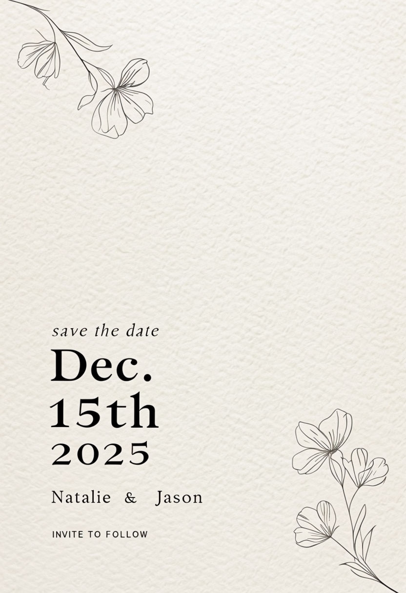 Elegant Minimalist Save-the-Date Card for Natalie & Jason Invite