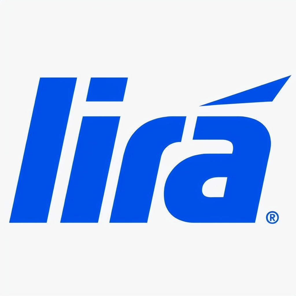 Modern Blue Lira Logo with Unique Typography Design