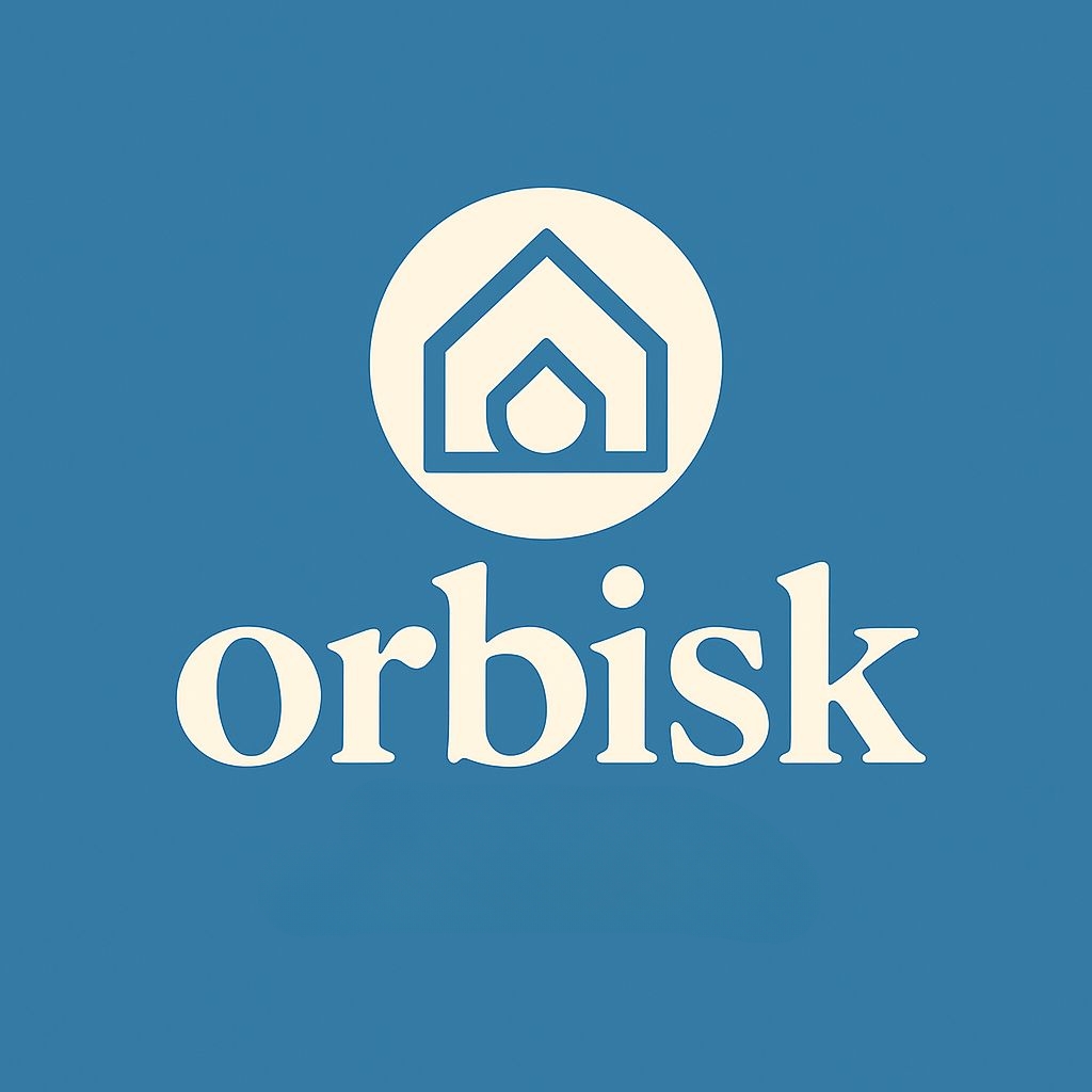 Minimalist Sky Blue Circular House Logo Design for Orbisk
