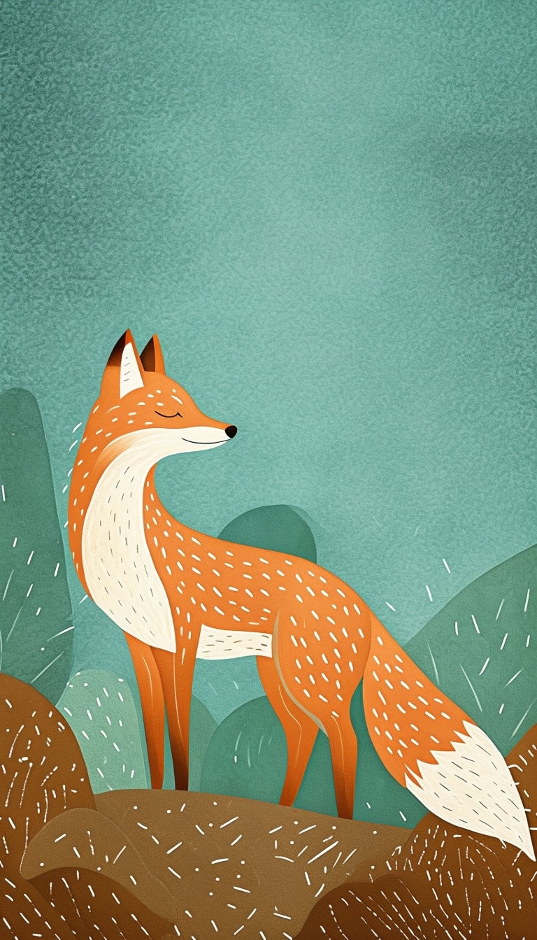 Stylized Tranquil Fox in Minimalist Forest Illustration Phone Case Cover