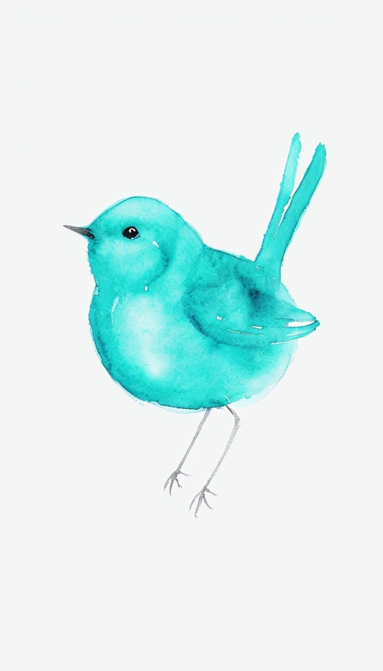 Vibrant Turquoise Minimalist Bird Watercolor Art Phone Case Cover