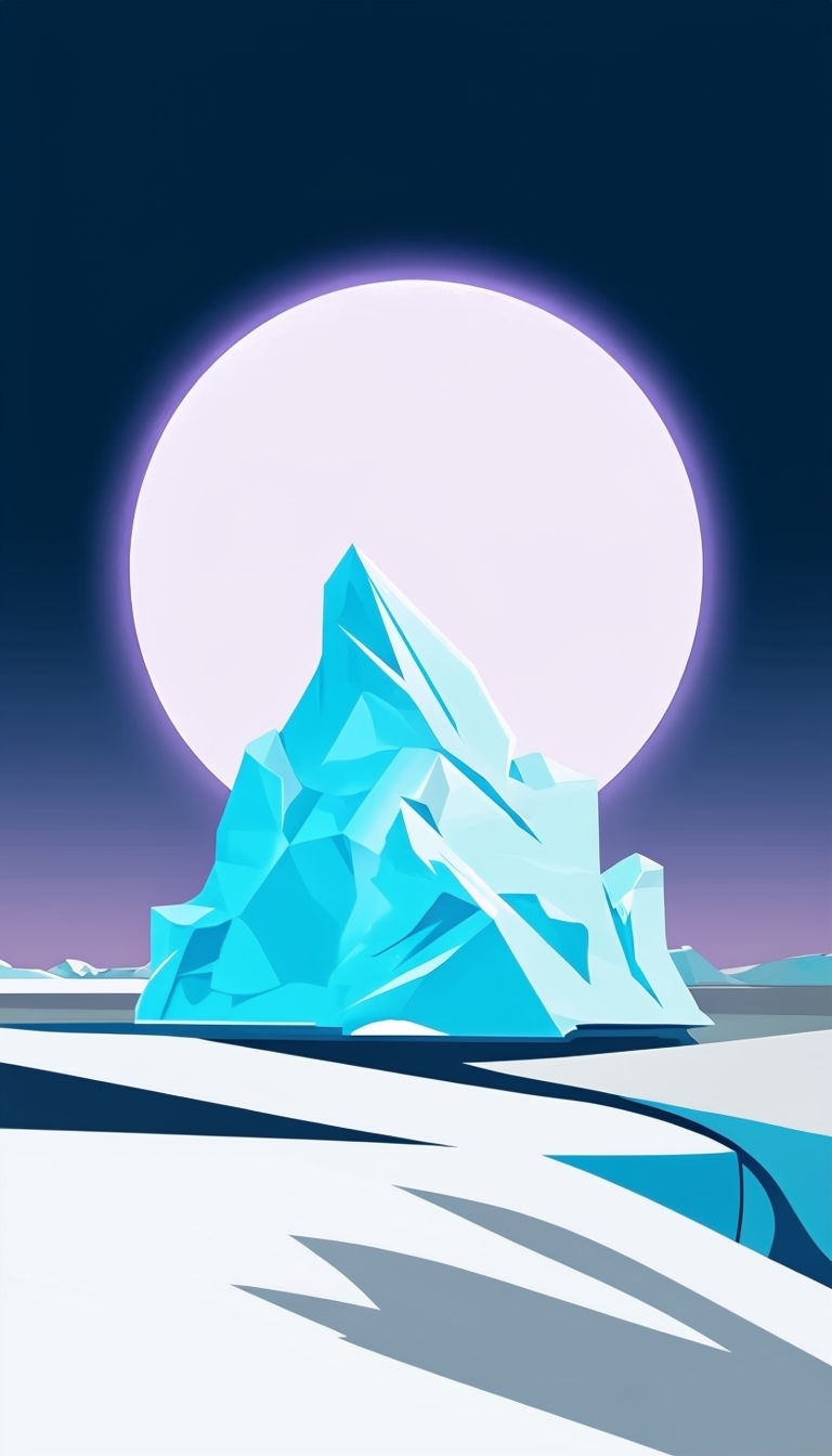 Minimalist Arctic Landscape with Geometric Iceberg Phone Case Cover