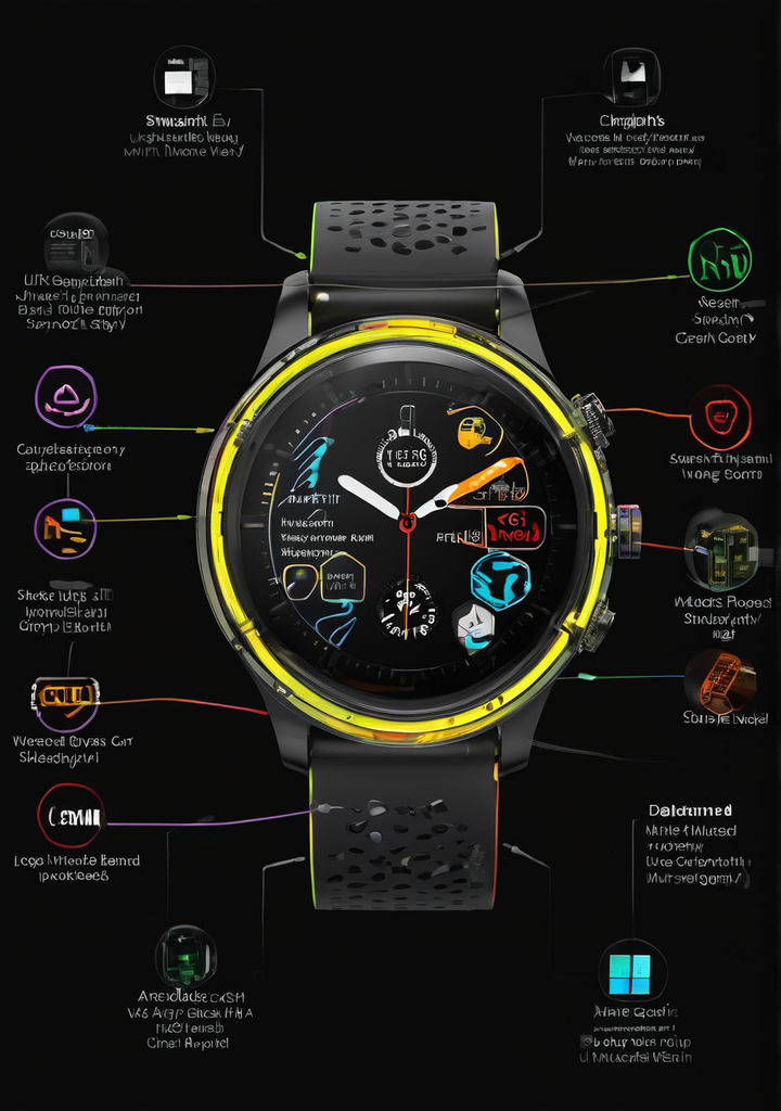 Smartwatch exploded diagram in a detailed crosssection view by Tito