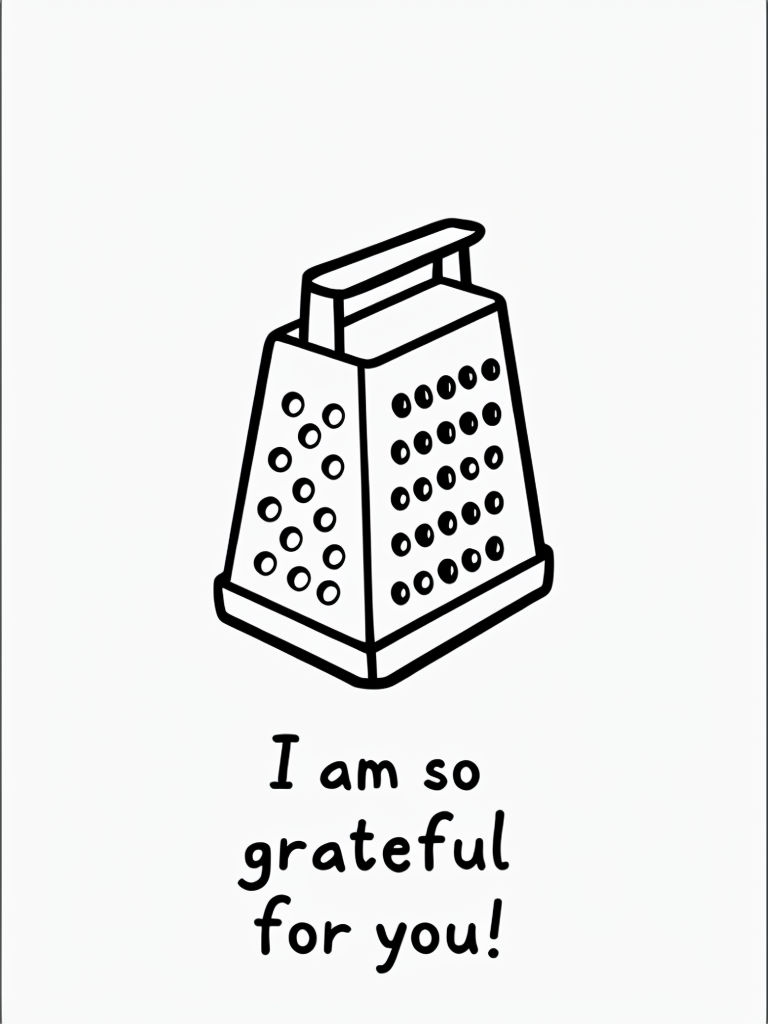 Minimalist Cheese Grater Gratitude Card Design for Invites