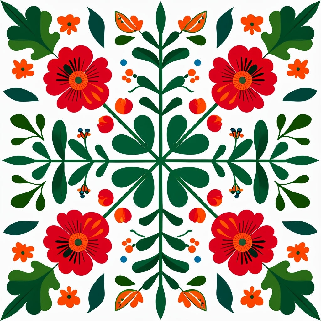 Vibrant Floral Embroidery-Inspired Seamless Pattern Design