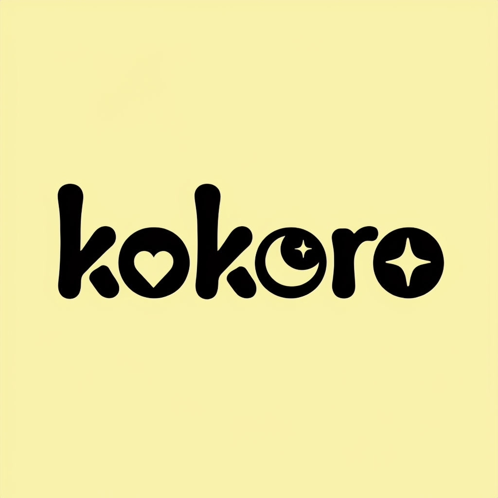 Playful Minimalist Kokoro Logo with Heart, Moon, and Star Elements