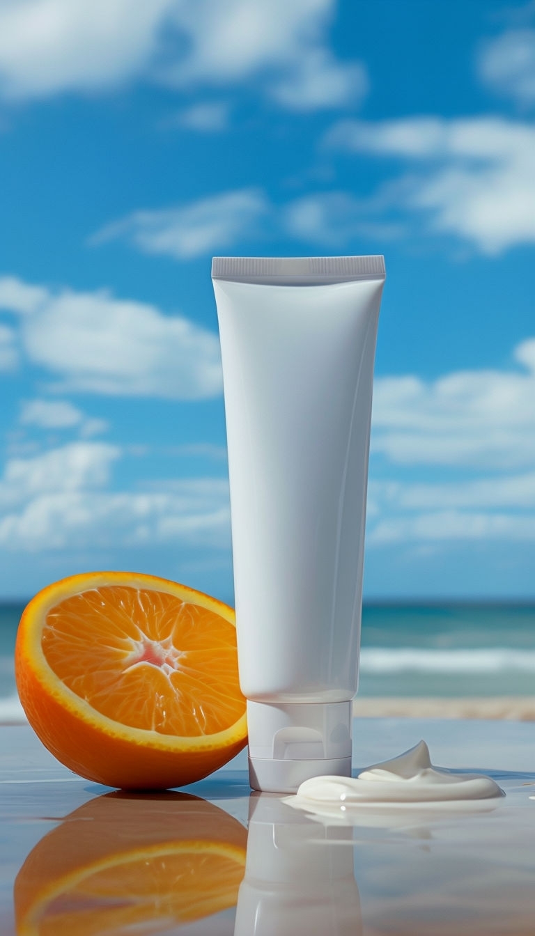 Fresh Orange and Cream Tube Close-Up Photography Mockup