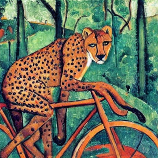 Portrait of a cheetah riding a racing bicycle by alby - Playground