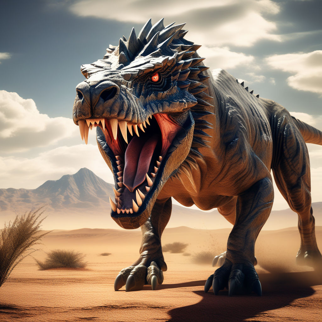 A captivating image of a chimera [dog-T rex] menacing pred... by 6ale ...