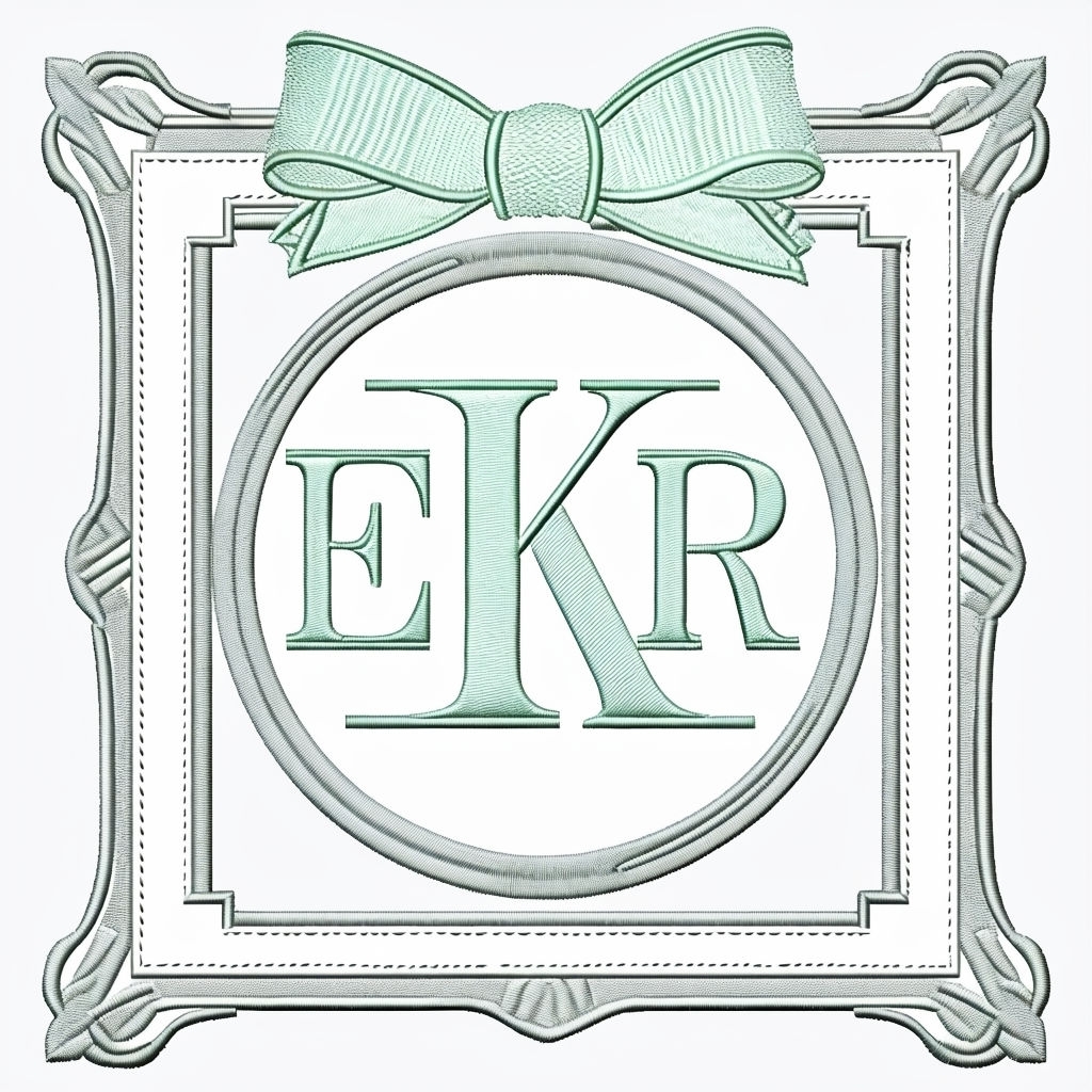 Elegant Decorative Monogram with Mint Green Bow Design Monogram