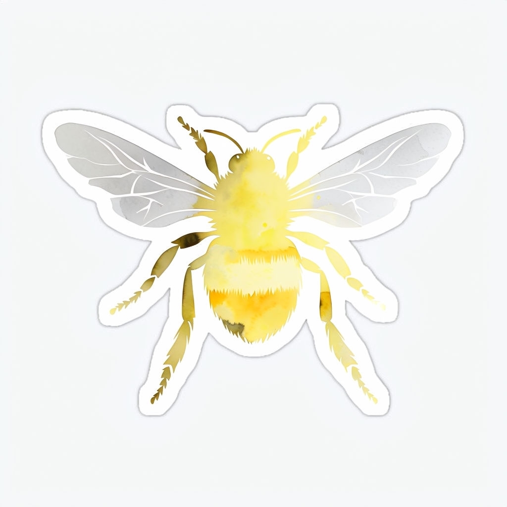 Elegant Minimalist Watercolor Bumblebee Illustration Sticker