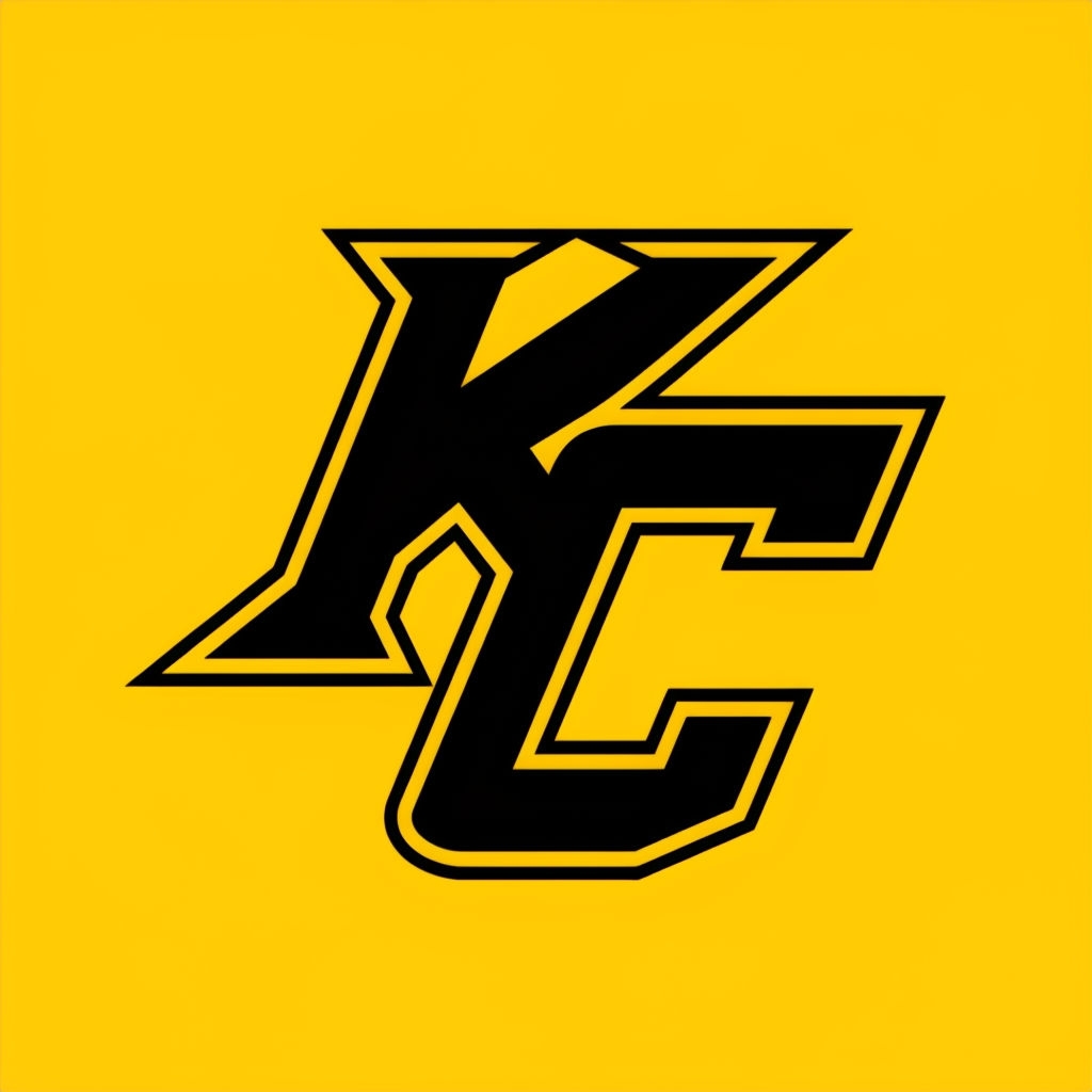 Bold Black KC Monogram Logo on Bright Yellow Background Monogram