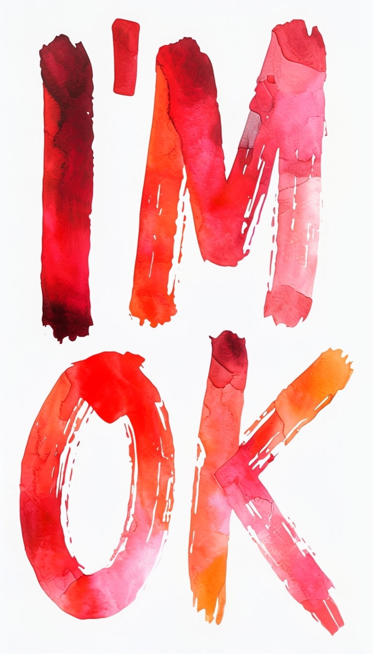 Vibrant Watercolor IM OK Lettering Artwork Poster