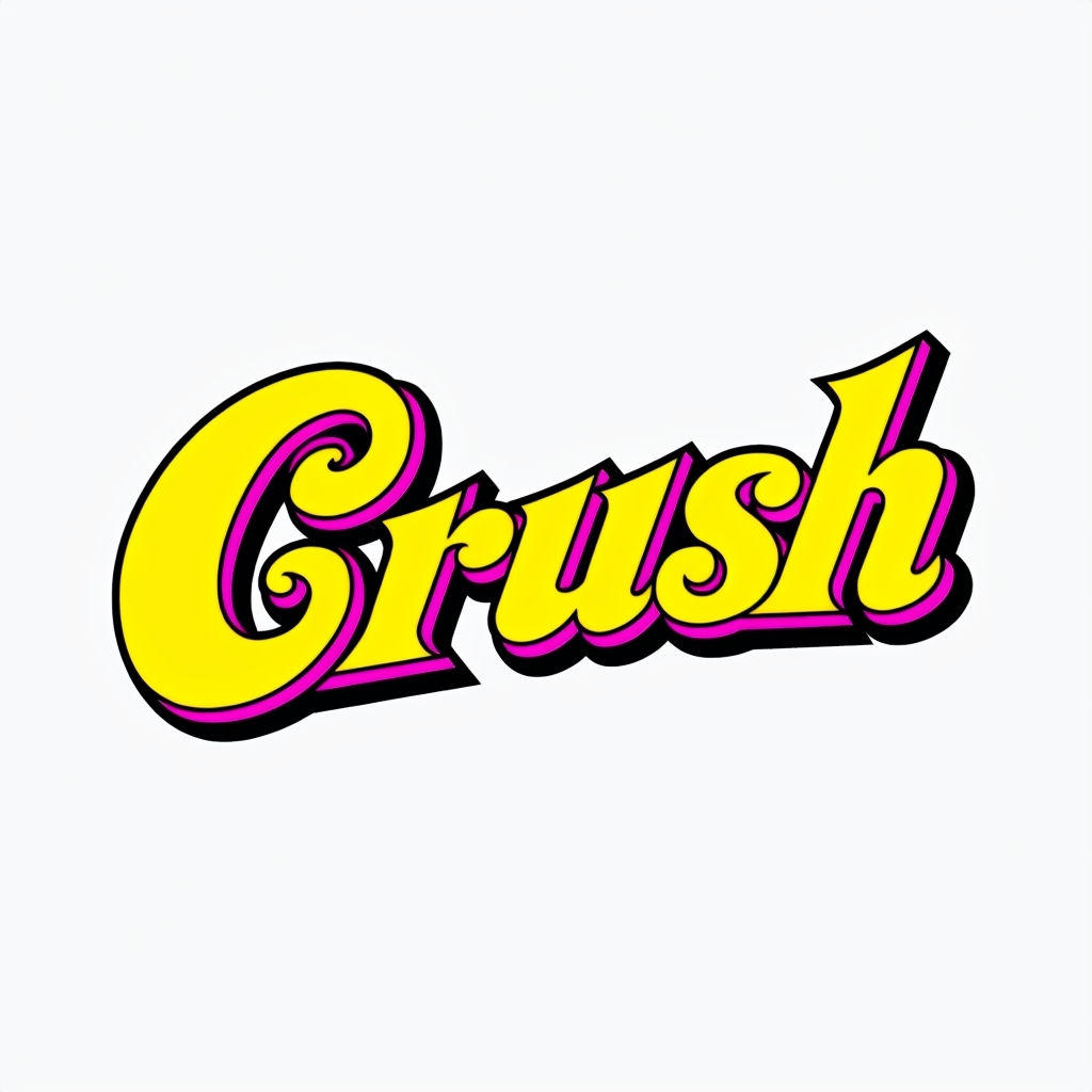 Vibrant Retro Crush Text Logo Sticker