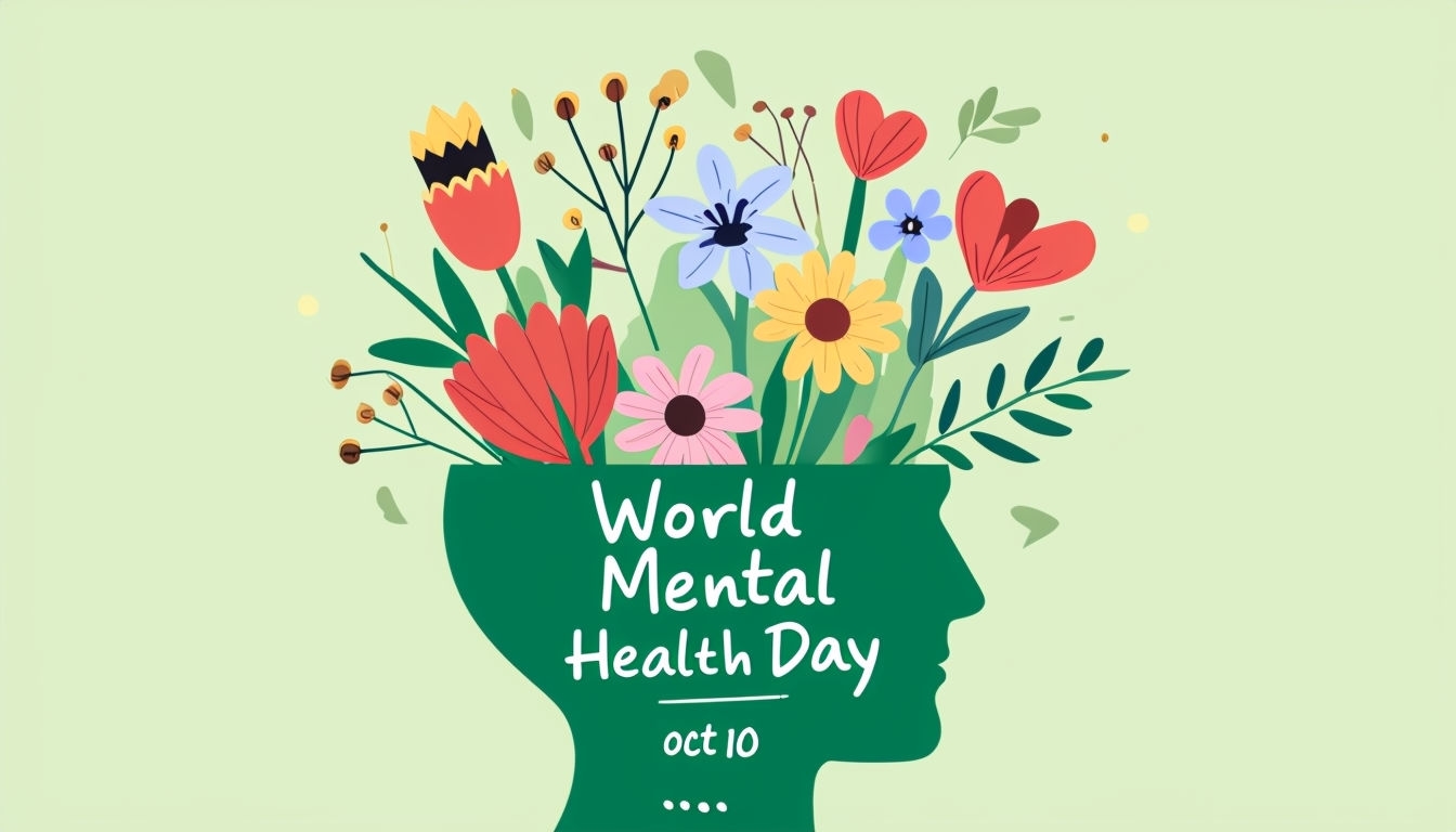 World Mental Health Day Floral Awareness Art Poster