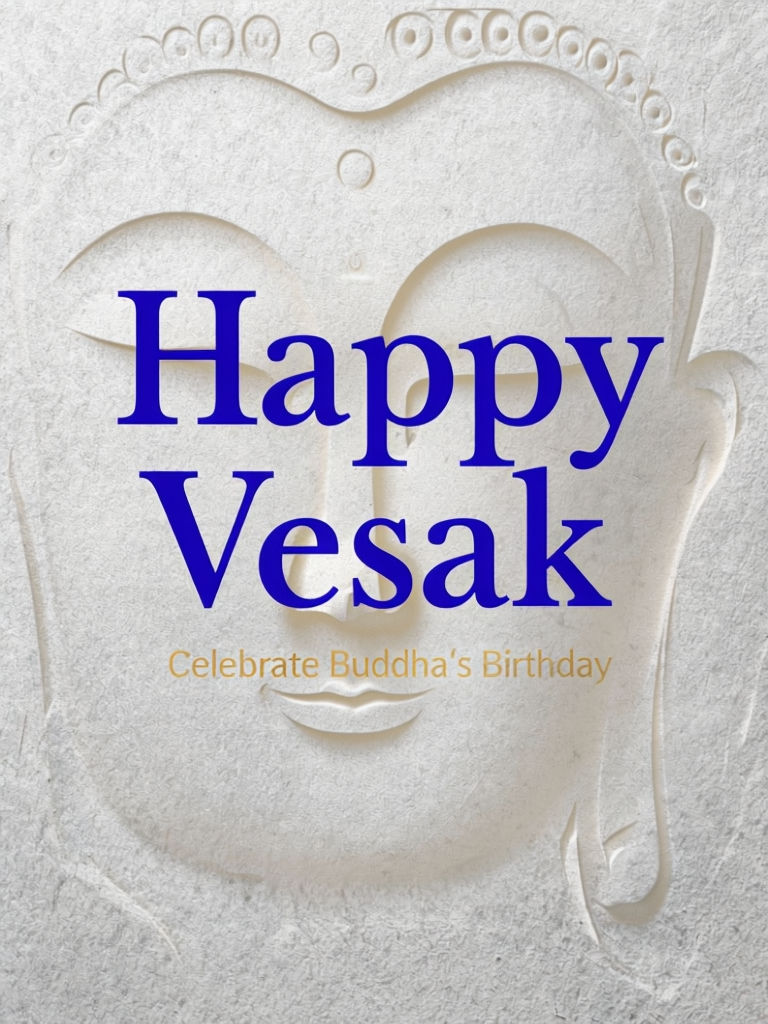 Elegant Modern Vesak Greeting Card Design with Buddha Illustration Card