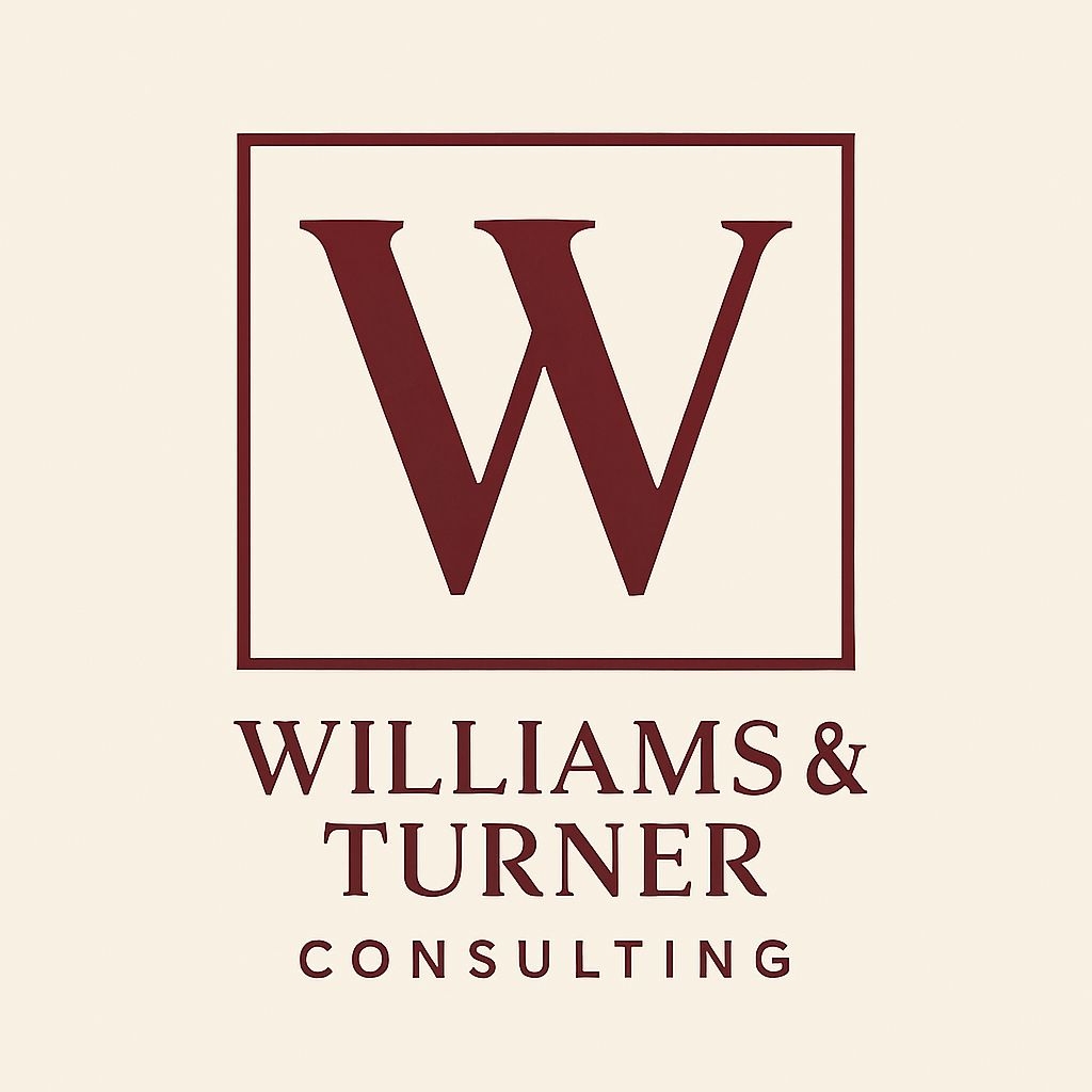 Elegant Burgundy W Logo Design for Williams & Turner Consulting Logo