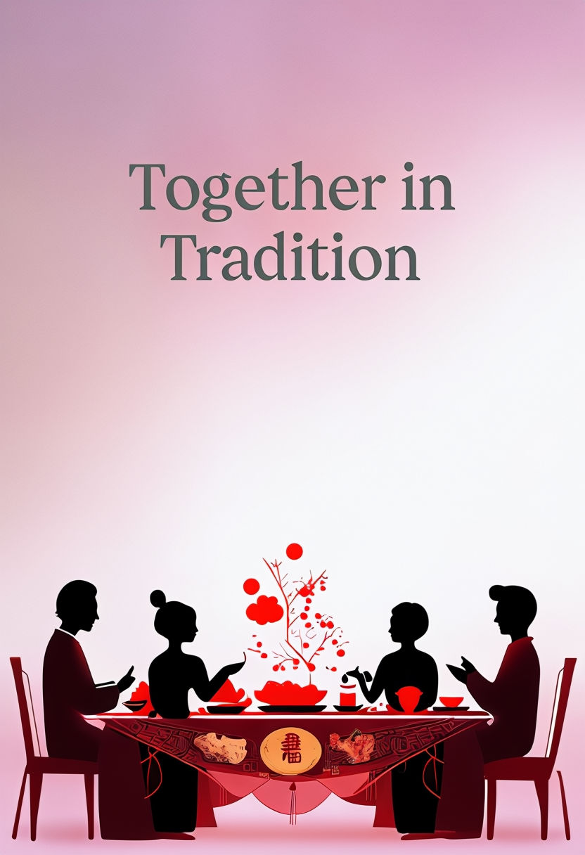 Together in Tradition Family Gathering Illustration Poster