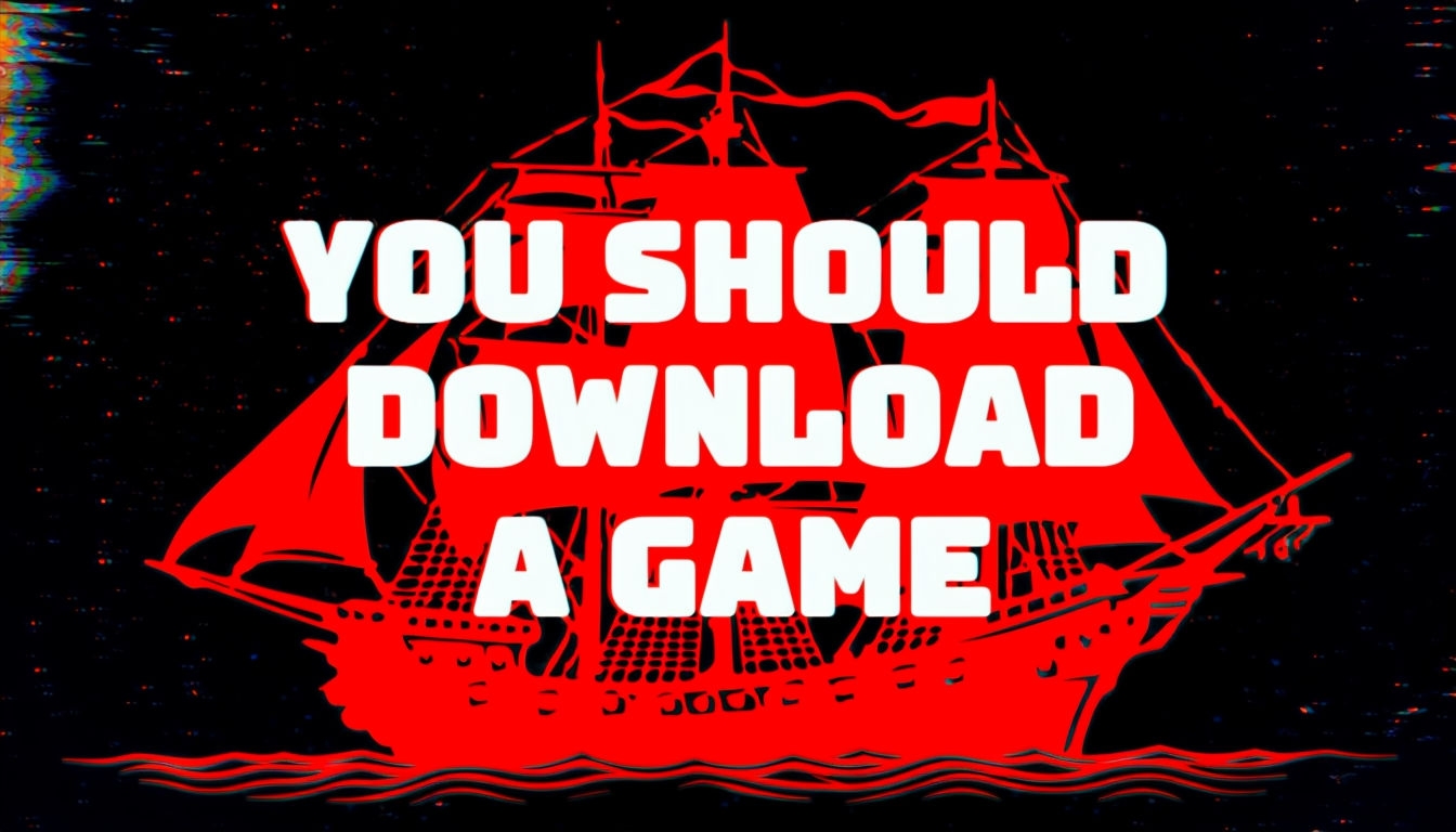 Download a Game Pirate Ship Graphic with Bold Text Social Media Post