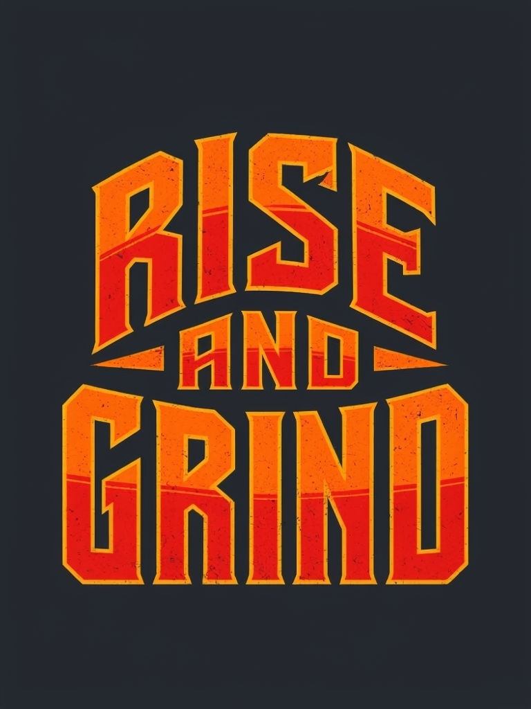 Bold Motivational RISE AND GRIND Typography T-shirt