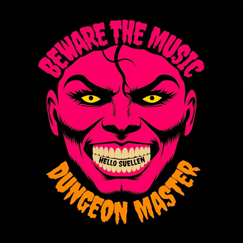 Beware the Music Neon Face Graphic T-Shirt