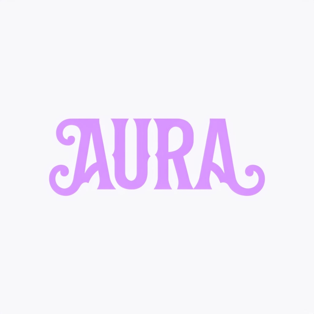 Elegant Minimalist AURA Logo Design in Soft Lavender Color