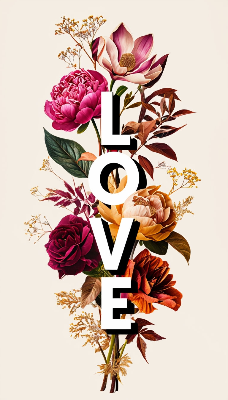 Love Floral Typography T Shirt