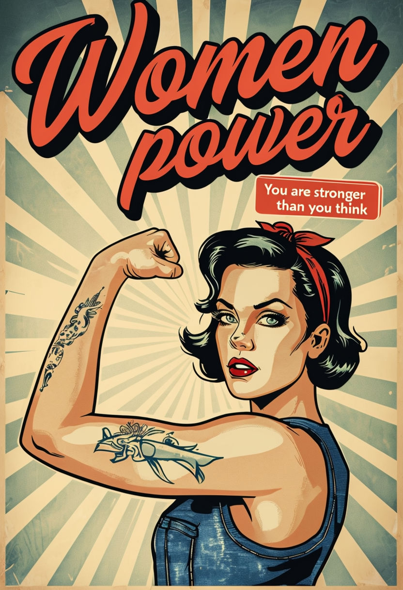 Empowering Retro Comic Book Woman Power Poster Design