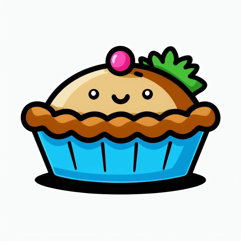 Cheerful Cartoon Pie Character with Cherry Illustration Sticker