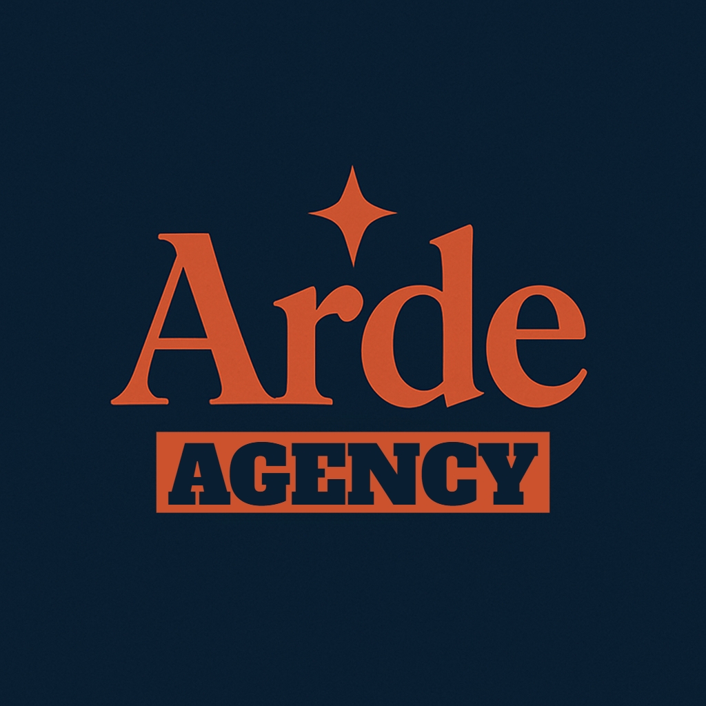 Bold Modern Arde Agency Logo on Navy Blue Background