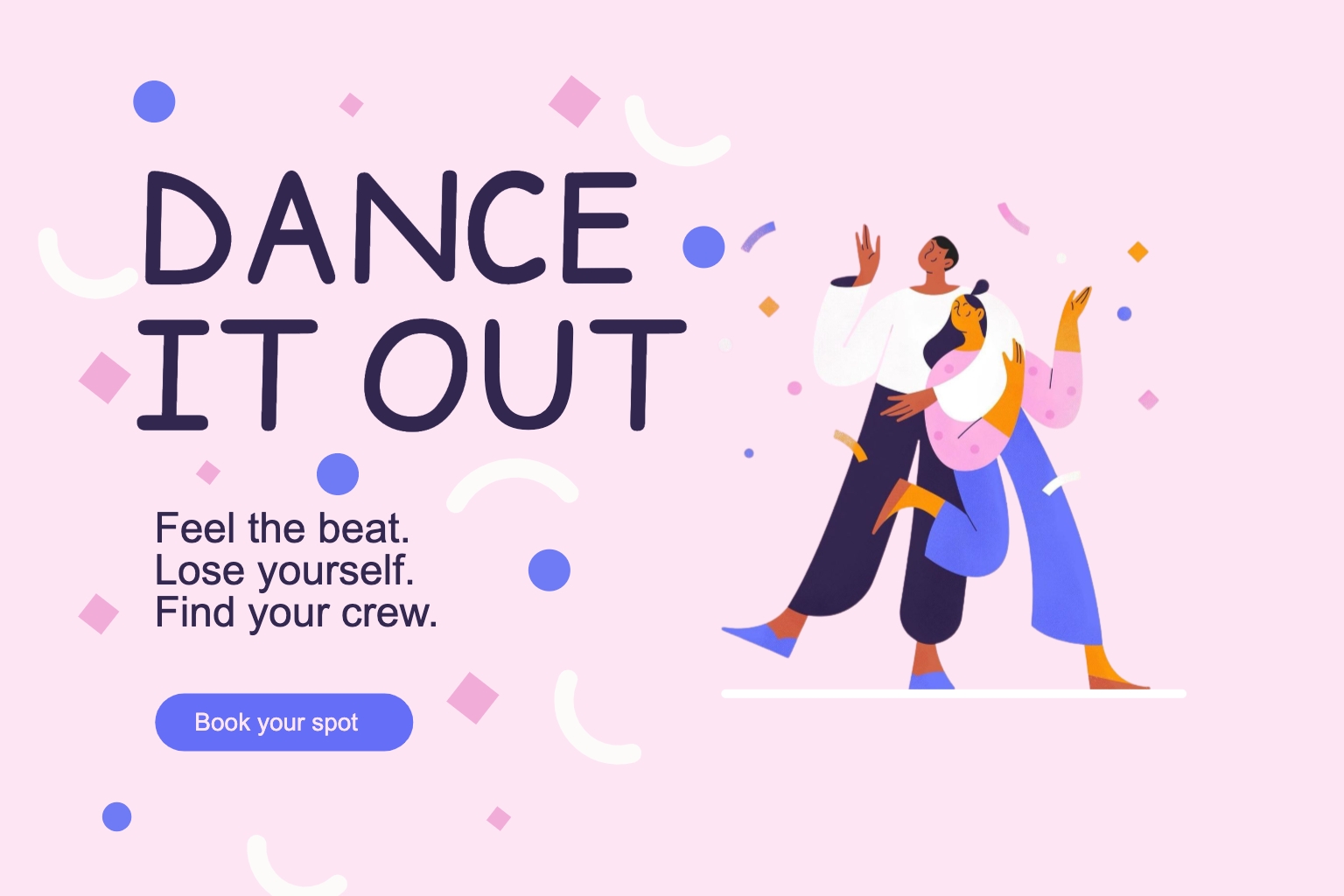 Energetic Dance Event Illustration with Playful Background Banner