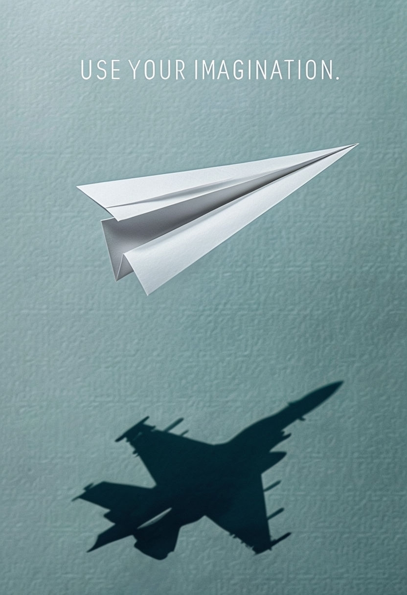 Minimalist Paper Airplane with Inspirational Text Poster