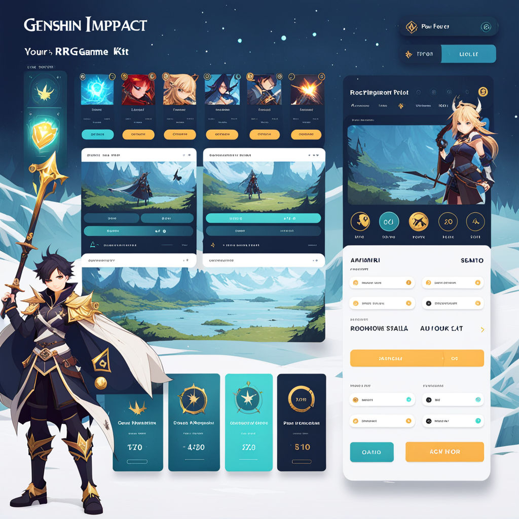 Detailed Genshin Impact-inspired RPG game UI kit by Jose - Playground