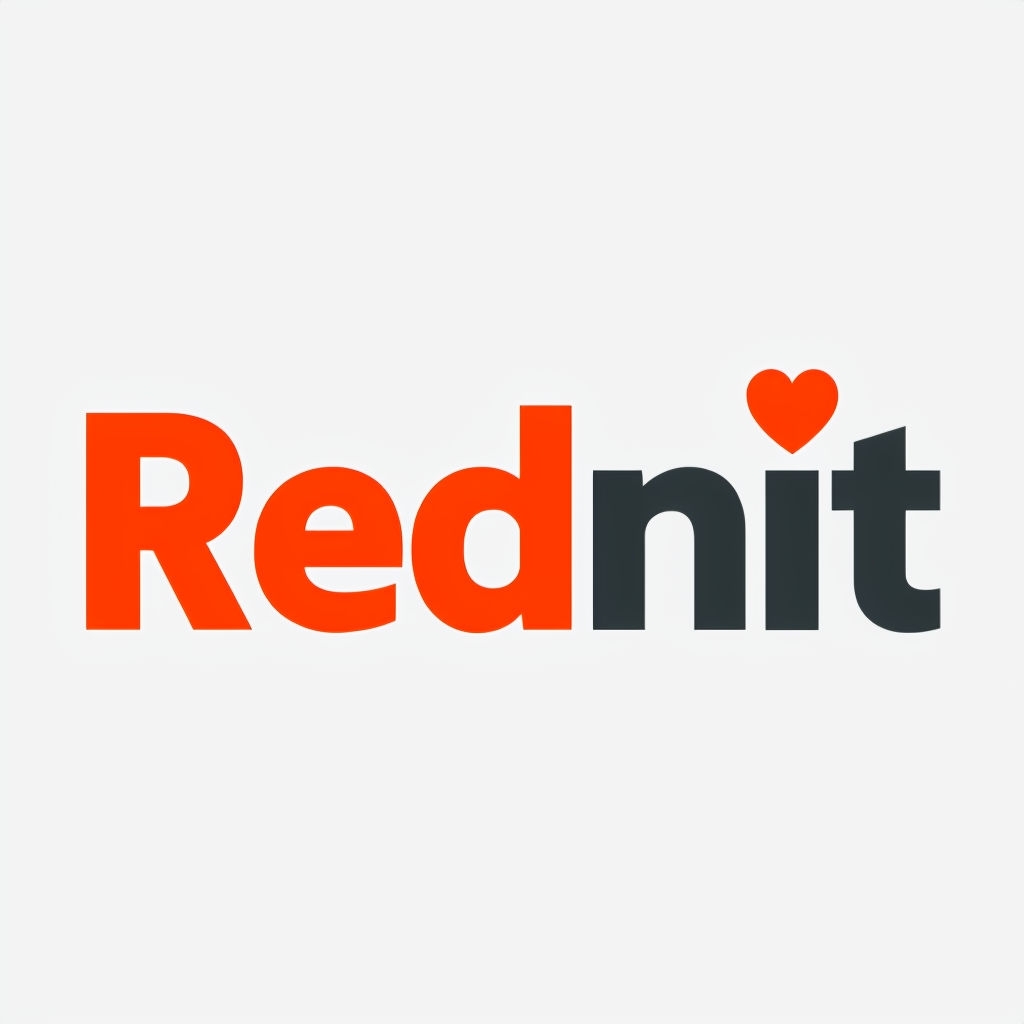 Minimalist Rednit Logo with Heart Icon Design for Branding Logo