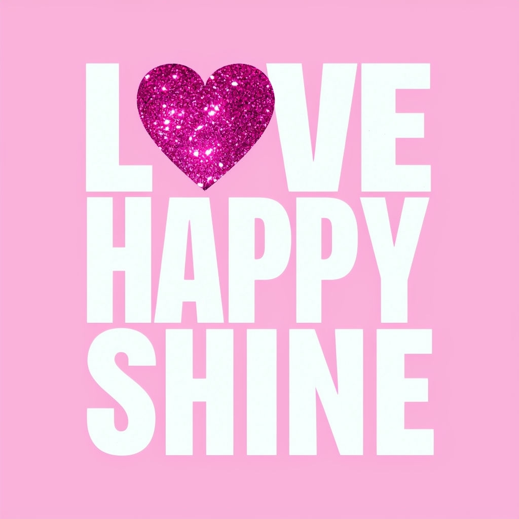 Love Happy Shine Minimalist Glitter Typography T-shirt