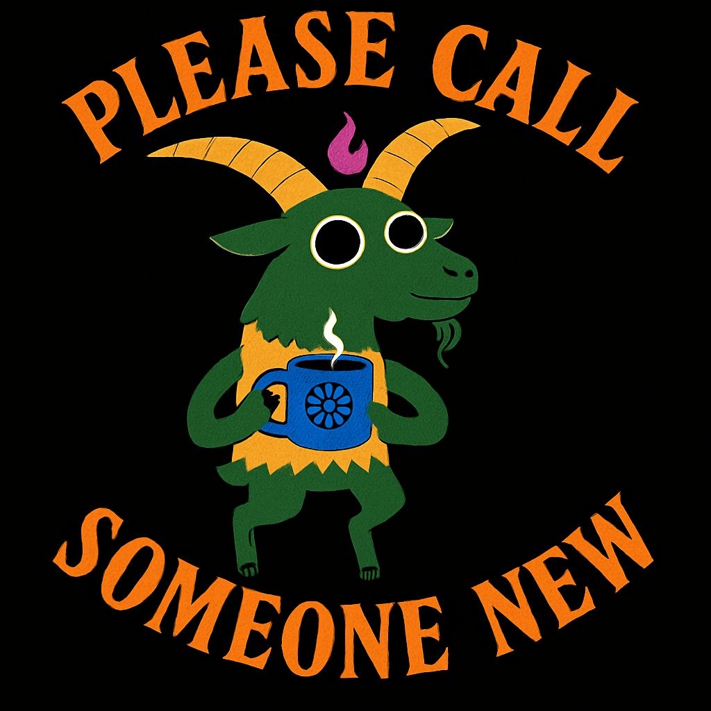Whimsical Green Goat Character with Coffee T-Shirt
