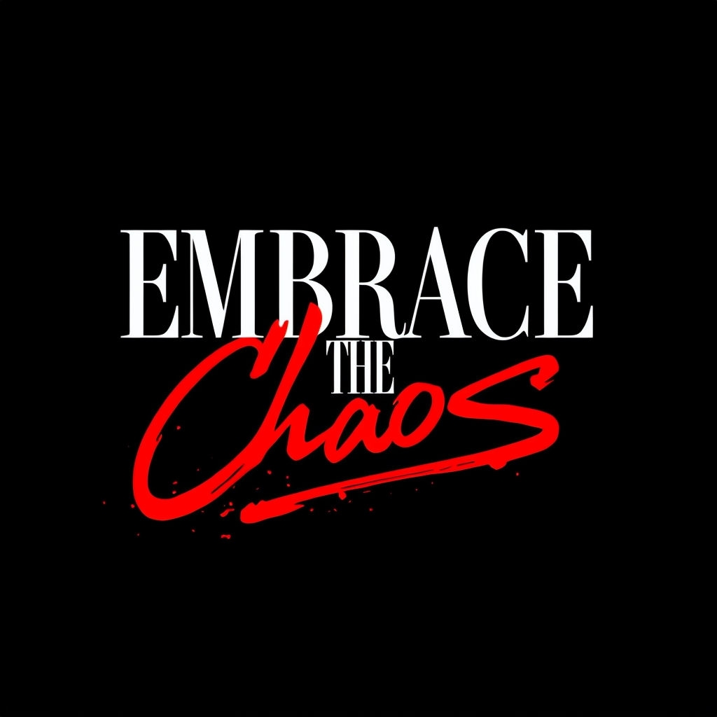 Bold EMERACE THE Chaos Minimalist Typography T-Shirt